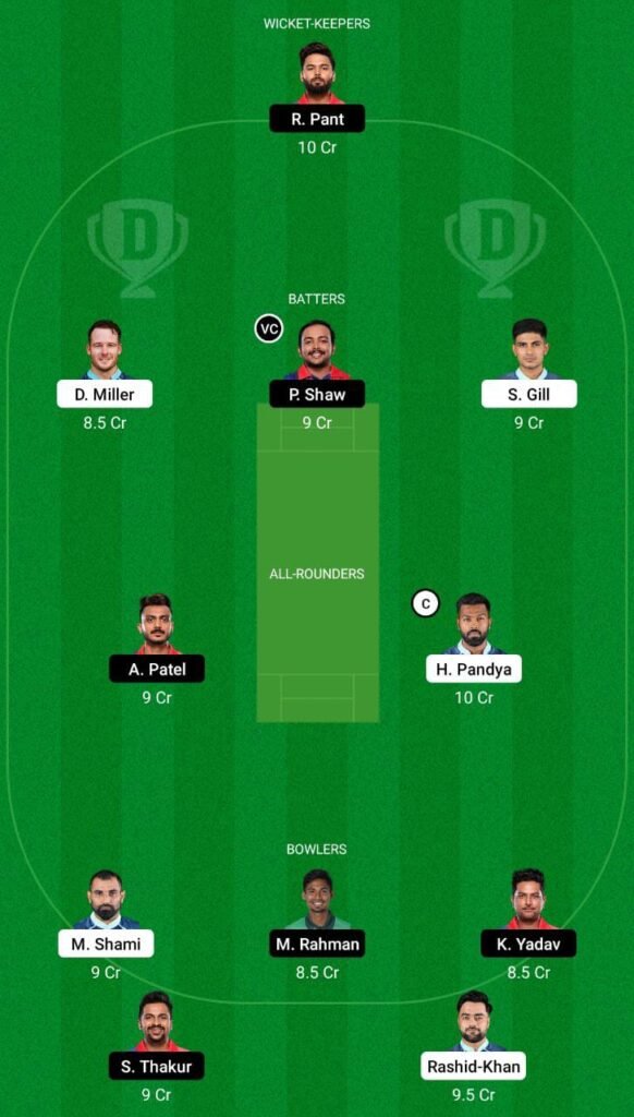 GT vs DC Dream11