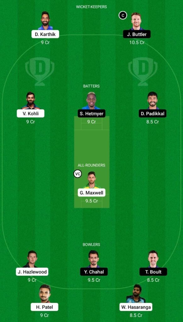 RCB vs RR Dream11