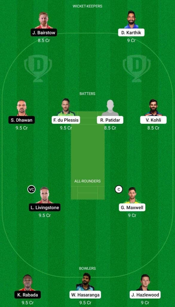 RCB vs PBKS Dream11